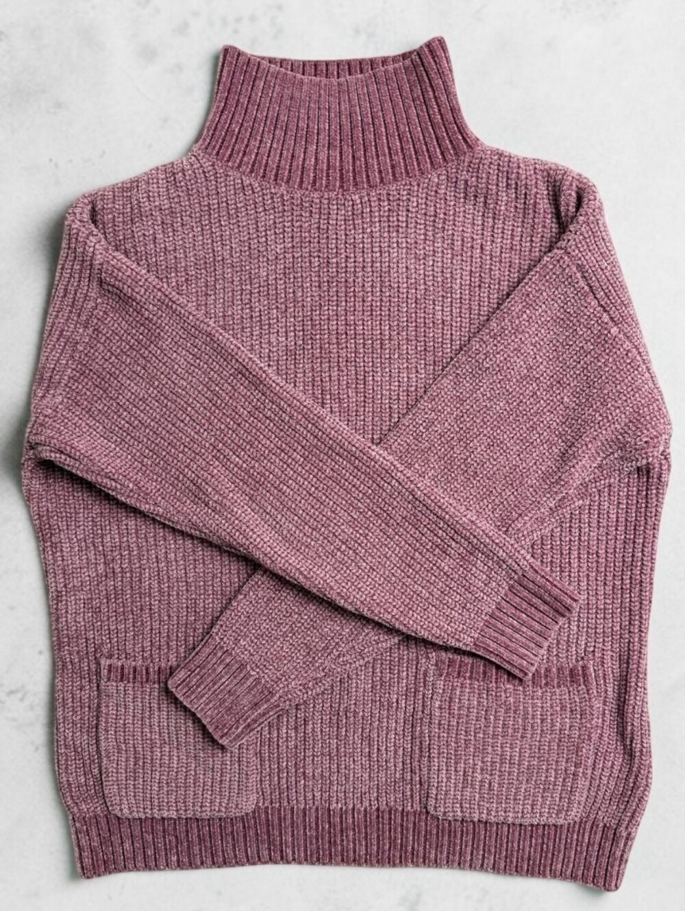 Laura Petites Dusty Rose Chenille Mock Neck Sweater M